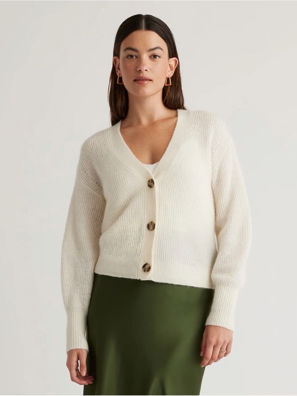 Quince Baby Alpaca Wool Cropped Cardigan Ivory XS NWT